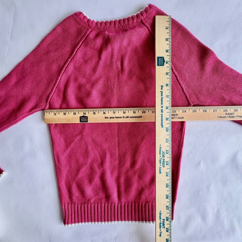Guess Jeans Girls Pink Knit Varsity Logo Sweater Raglan Long Sleeve Q536A659 L/G - Picture 3 of 3